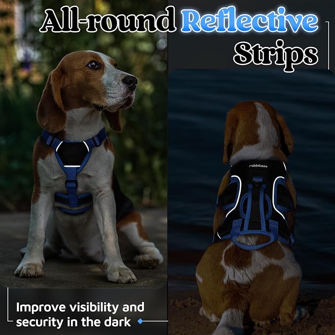 rabbitgoo Escape Proof Dog Harness for Small, No Pull with Lift Handle | No Escape, Full Soft Padded, Reflective Adjustable Vest, Leash Clip for Walking Hiking Training, Blue & Black, Small - Image 7
