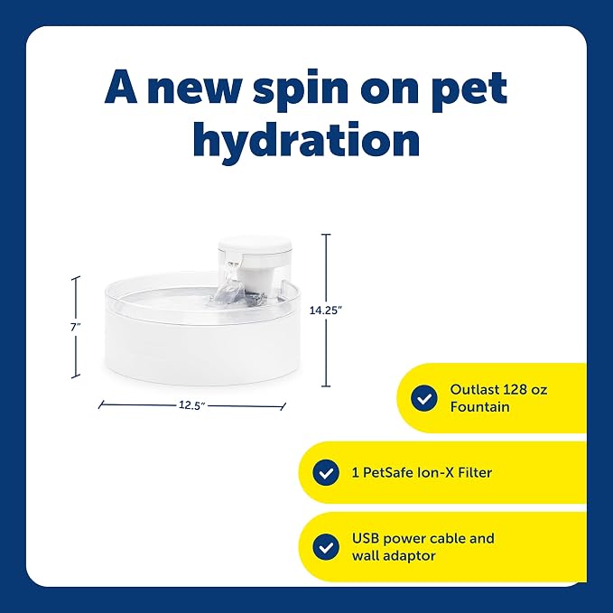 PetSafe Outlast Pumpless Dog Water Fountain, 128 oz, Dogs & Multiple Cats | Pumpless HydroSpin Design Cycles 128 Oz Water, Ion-x Carbon Filter Softens Water, Smart Sensors Slow Flow at Night - Image 3