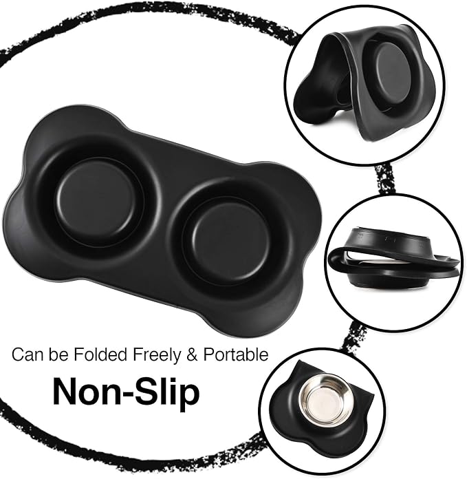 Dog Bowls 2 Stainless Steel Bowl for Pet Water and Food Feeder with Non Spill Skid Resistant Silicone Mat for Pets Puppy Small Medium Cats Dogs - Image 2