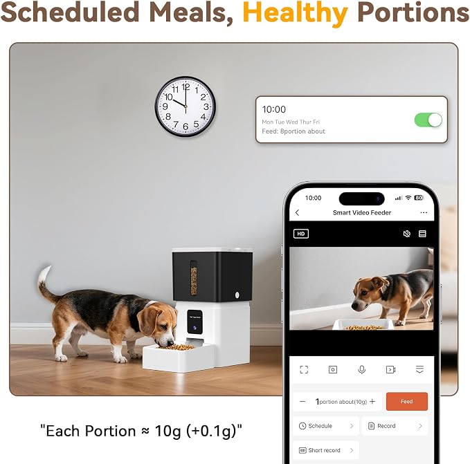 UTCG Automatic Dog Feeder with Camera: 8L/33 Cups 5G WiFi | Timed Food Dispenser for Medium Dogs, 1080P HD Night Vision, Video Recording, 2-Way Audio, APP Control - Image 4