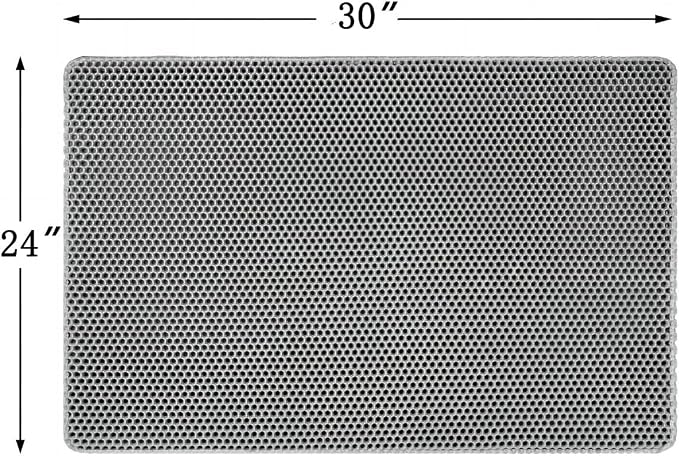 Cat Litter Mat, Double Layer Honeycomb, 30"x24", Gray | XL Litter Box Mat, reduces Litter Tracking, waterproof non-slip, easy-clean, soft on paws, scratch resistant, BPA-free EVA - Image 3