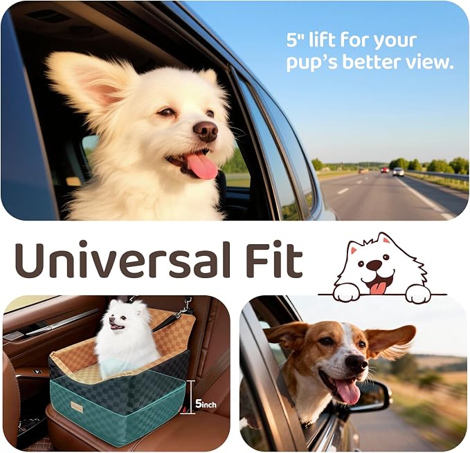 Dog Car Seats for Small Medium Dogs Up to 35lbs | Elevated Dog Booster Seat with Detachable Washable Cover & Cushion | Memory Foam Pet Car Travel Seat with Safety Belt and Storage Pockets - Image 4