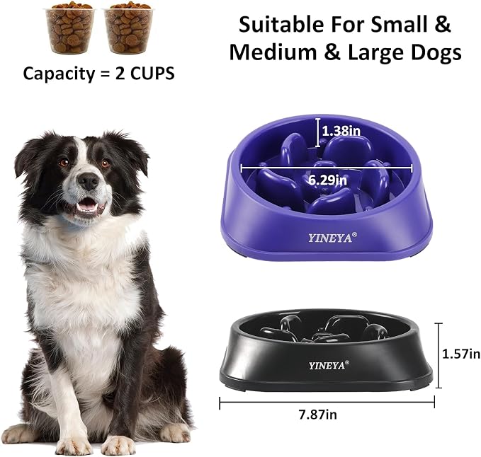 YINEYA 2PCS Slow Feeder Dog Bowls, Pet Supplies That Slow Down Eating, Pet Food Bowls, Maze Dog Puzzle Feeder for Medium Breed - Image 5
