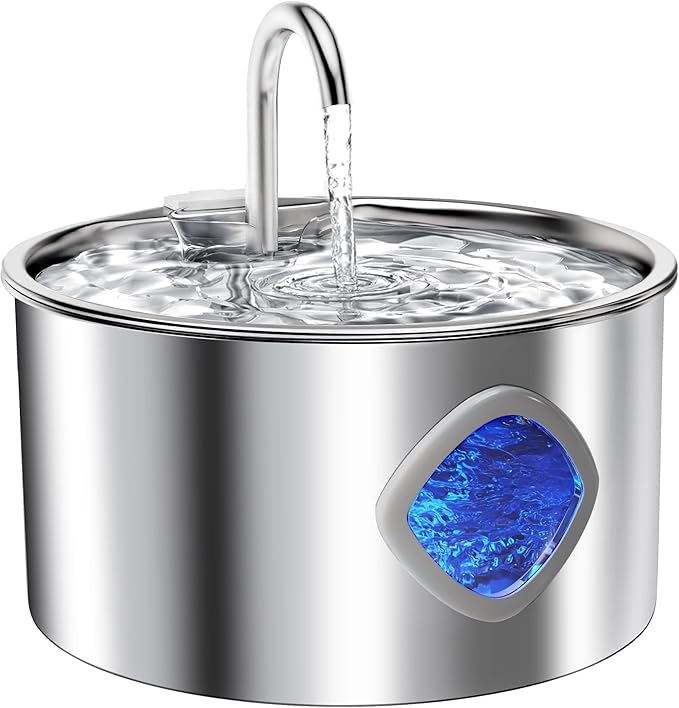 Cat Water Fountain Stainless Steel: 108oz/3.2L Cat Fountain for Drinking - Pet Water Fountains for Cats Indoor - Cat Water Bowl Dispenser - Pets Feeding & Watering Supplies - Water Level Window by Unknown