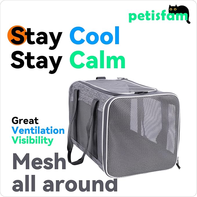 Soft Pet Carrier Bag for Cats and Puppy Under 20 lbs. Sturdy, Safe, Comfortable and Lightweight | 5+ Years & Still Perfect. Top Opening, Quik-in. Zip-to-Lock. Anti-Collapse - Image 7