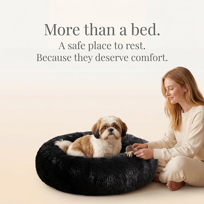 nononfish Comfortable Dog Bed for Small Dogs,Soft Donut Pet Bed | Comfortable plush pet bed with cozy round design for everyday indoor sleeping. - Image 8