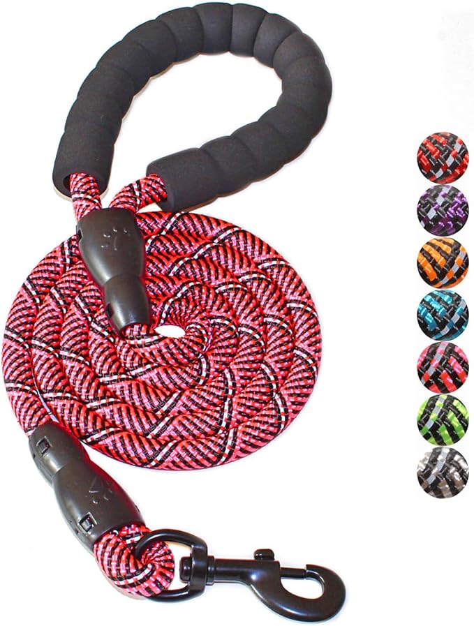 2/4/5/6 FT Dog Leash with Comfortable Padded Handle and Highly Reflective Threads for Small Medium and Large Dogs (5FT-1/2'', Black Pink) by BAAPET