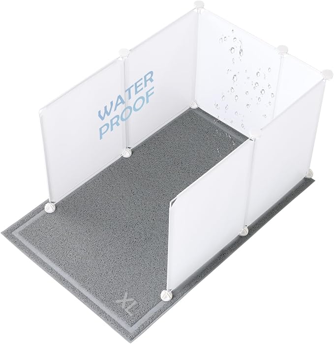 MEEXPAWS Cat Litter Box Enclosure Splash Guard Extra Large 28L × 21.5W x 18H inch, Light Weight Plastic Sheets with Cat Litter Mat Easy Clean (White) | Extra Large Litter Box Pee Shield, DIY Plastic Sheets Easy Clean, Litter Containment, Privacy Screen... by PETPRODUCTS