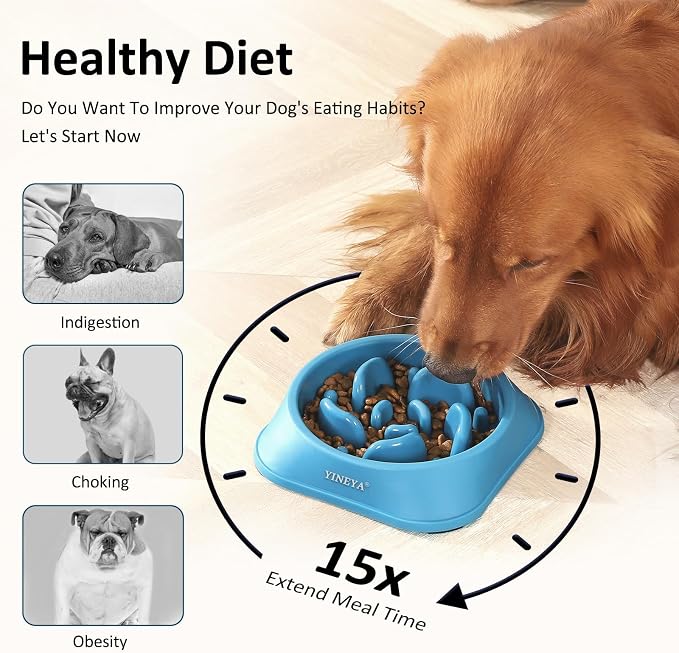 YINEYA Slow Feeder Dog Bowls, Pet Supplies That Slow Down Eating, Pet Food Bowls, Maze Dog Puzzle Feeder for Medium Breed - Image 3