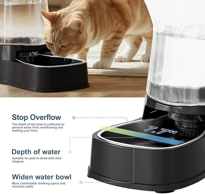 Automatic Gravity Water Dispenser for Dogs, 1Gallon Stainless Steel Dog and Cat Water Bowl Dispenser, Dog Water Fountain Dispenser for Small&Medium Dogs, Cats, Puppies(Black) - Image 4