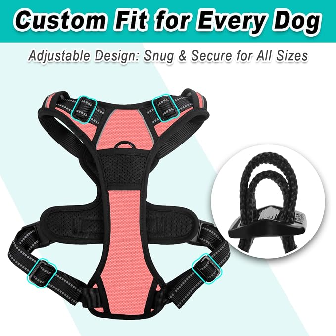 BARKBAY Dog Harness for Medium Sized Dog No Pull 2 Leash Clips Dog Vest | Control Handle,Comfort,Heavy Duty,Adjustable Reflective,Perfect for Outdoor Training, Walking,Hiking(M,Light Pink) - Image 6