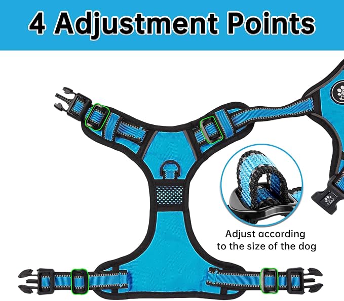 NESTROAD No Pull Dog Harness,Adjustable Oxford Dog Vest Harness with Leash,Reflective No-Choke Pet Harness with Easy Control Soft Handle for Large Dogs(Large,Blue) - Image 2