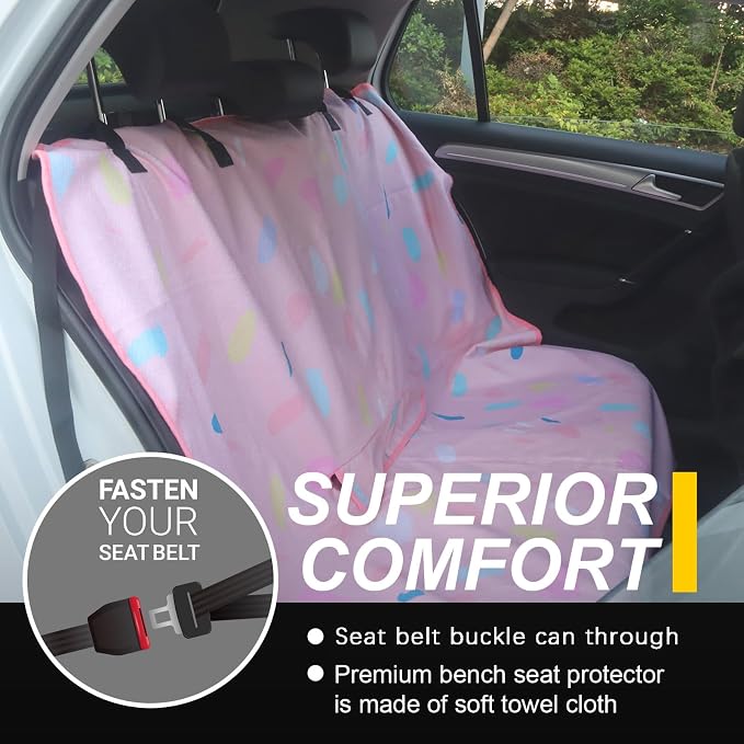 Back Seat Cover for Car Trucks Van SUV Jeep,Waterproof Rear Bench Towel Seat Covers for Kids,Automotive Backseat Protector (Pink Marbling) - Image 4