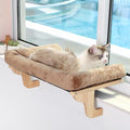 Zakkart Cat Perch for Window Sill with Bolster - Orthopedic Hammock Design with Premium Hardwood & Robust Metal Frame - Cat Window Seat for Large Cats - Natural Color Wood Brown Bed, 26.4''W by Zakkart