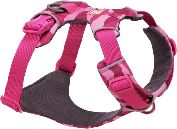 Ruffwear, Front Range Dog Harness, Reflective Soft Padded Everyday Harness with Dual Leash Clips, Adjustable and Lightweight Fit for Training or Walking for All Dogs, Pink Mountains, XX-Small by RuffwearInc