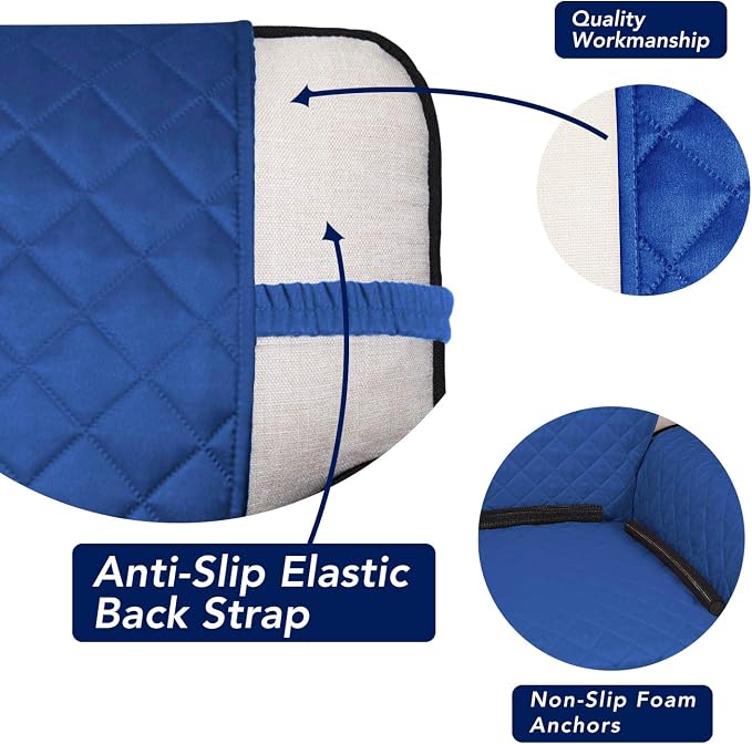 PureFit Reversible Quilted Sofa Cover, Water Resistant Slipcover Furniture Protector, Washable Couch Cover with Non Slip Foam and Elastic Straps for Kids, Pets (X Large, Classic Blue/Ivory) | Classic Blue/Ivory, Water Resistant Couch Protector, Washabl... - Image 3