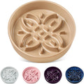 vancasso Ceramic Slow Feeder Dog Bowls, Puzzle Dog Food Bowls with Floral Maze, Anti -Slip Pet Food Dish for Small Breed, 0.6 Cups, Brown by vancasso