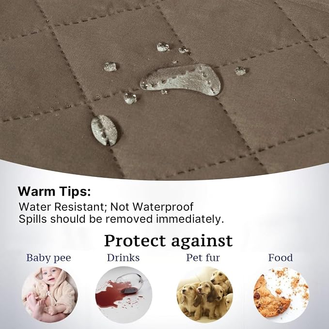 H.VERSAILTEX Water Repellent Loveseat Cover Loveseat Slipcover for Dogs Couch Protector Reversible Couch Cover for 2 Cushion Couch Furniture Protector for Pets(Oversized Loveseat, Taupe Brown/Beige) - Image 5