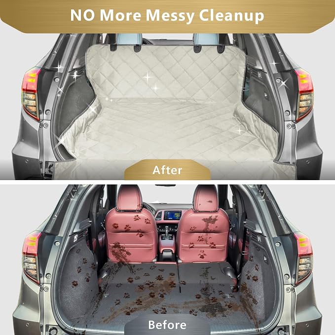 SUV Cargo Liner for Dogs - Water Resistant Trunk Cover for Midsize SUVs | Pet Cargo Cover with Bumper Flap Protector, Non-Slip Car Trunk Mat, Dog Car Seat Cover Prevents Scratches Pet Hair Mud Dirt - Image 3