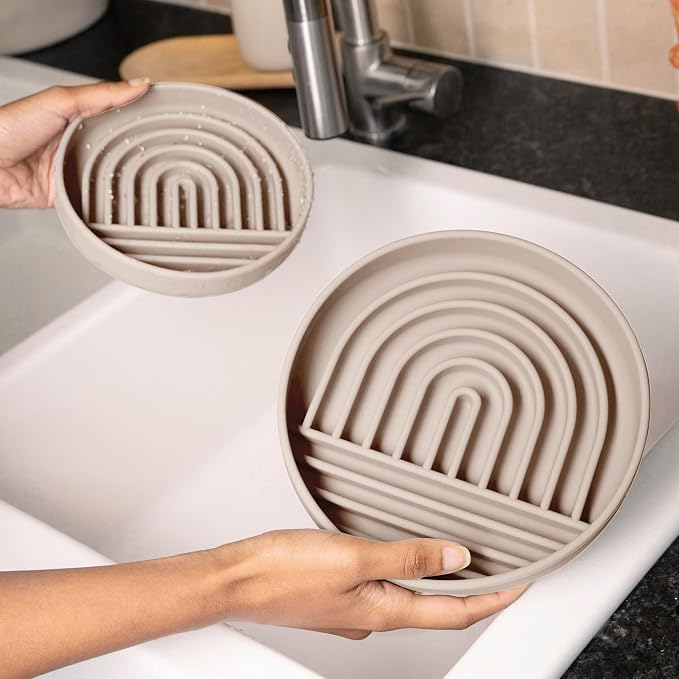 Should We Go? Slow Feeder Dog Bowls - Medium Size Silicone Slow Eating Dog Bowl for Puppies & Dogs with Suction Cup -Dishwasher-Safe, Lick Mat Design, Reduces Gulping,for All Breeds,7.5”x1.5”- Sand - Image 8