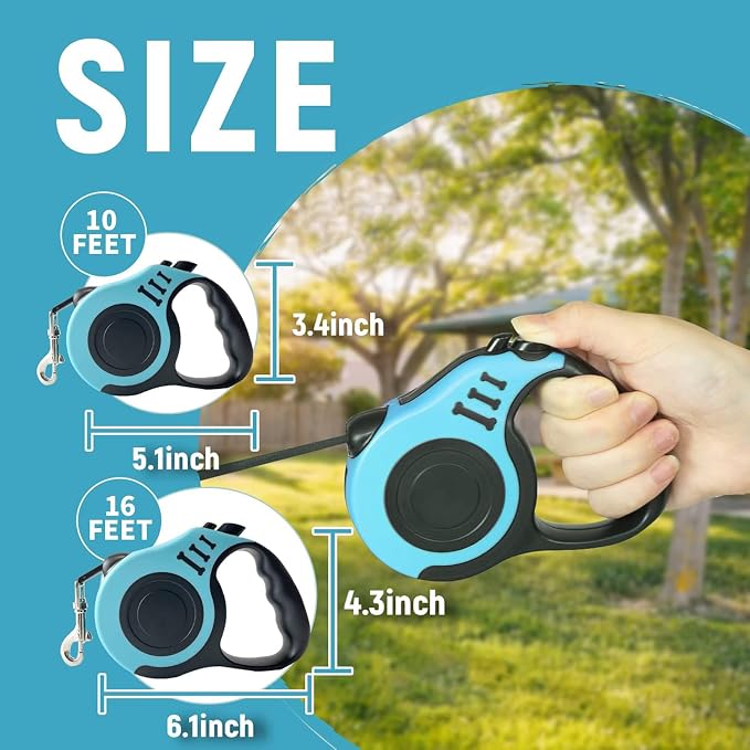 Retractable Dog Leash Automatic Telescopic Tractor Dog Tape | Pet Tape 10/16 FT Durable and Convenient, with Non-Slip Handle, Suitable for Small and Medium-Sized Dogs Lake Blue - Image 2