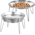 Elevated Cat Bowls, Wide Stainless Steel Cat Food Bowls with Metal Stand Whisker Stress-Free, Raised Food and Water Dish for Cats, Kitten, Puppies and Small Dogs by Wellbro
