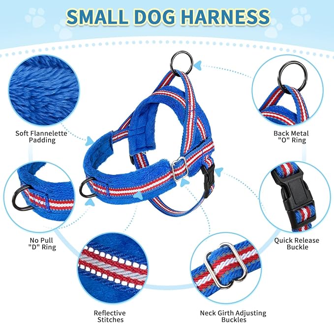 SlowTon No Pull Small Dog Harness and Leash Set with Front Clip | Soft Padded, Neck & Chest Adjustable, Lightweight, Anti-Twist, Puppy Vest Harness Pet Lead Combo for Small Medium Dog, DBL S - Image 7