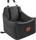 Small Dog Car Seat, Memory Foam Dog Booster Car Seats with Thick Cushion for Medium Dogs Under 35lbs, Detachable Washable Pet Seat with Storage Pockets,2 Safety Belts (Black, Medium) by INDYBUD