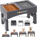 Decflow 3-in-1 Elevated Dog Bowls with 4 Height Adjustable Raised Stand | 304 Stainless Steel No Spill Water Bowl, Slow Feeder Dog Bowls, DIY Stickers, Pet Feeder Set for Small, Medium & Large Dogs by Decflow