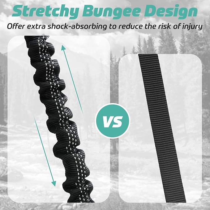 rabbitgoo Tactical Dog Leash, Heavy Duty Training Bungee Lead | Military Leash with 2 Padded Control Handles for Medium Large Dogs, No Pull for Shock Absorption, Reflective, Black, 5.2FT - Image 7