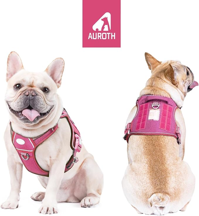Auroth Tactical Dog Harness for Large Dogs No Pull Adjustable Pet Harness Reflective K9 Working Training Easy Control Pet Vest Military Service Dog Harnesses Rose Red S | No Choke, Heavy Duty, Reflective, Military K9, Adjustable, Handle, Easy Control f... - Image 2