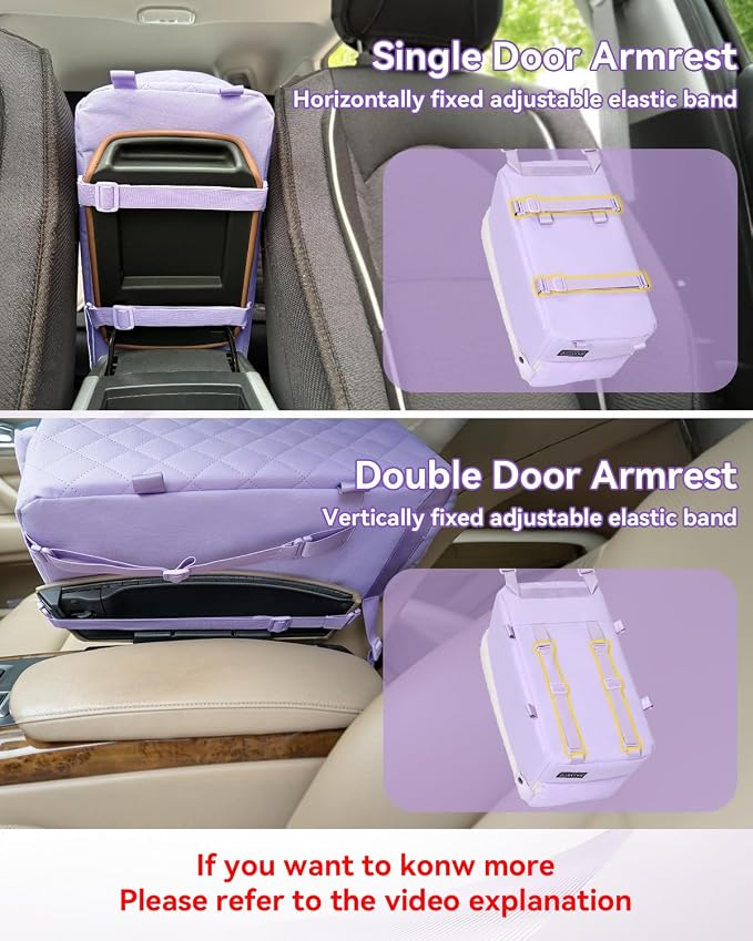 PETSFIT Cat Car Seat with Dual Adjustable Seat-Rail Anchor Hooks | Anti-Collapse Leather Dog Console Car Seat with Safety Tether, Washable Cushion, Soft Pillow for Pets Under 8 lbs, Purple - Image 4