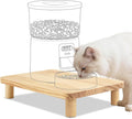 SZEE Cat Food Stand, Elevated Cat Feeder Stand for Automatic Feeder & Bowls | Lifted Cat Food Table Station, Raises Feeder/Bowl by 2 3/8", Relieves Spine and Joints Noticeably on Pets - Solid Pine Wood by SZEE