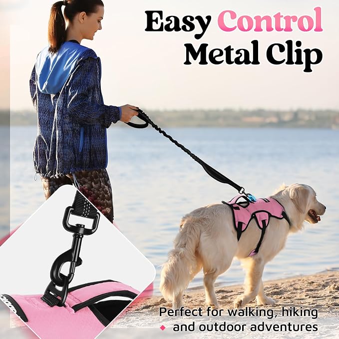 rabbitgoo Escape Proof Dog Harness for Medium, No Pull with Lift Handle | No Escape, Full Soft Padded, Reflective Adjustable Vest, Leash Clip for Walking Hiking Training, Pink, Medium - Image 5