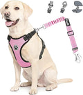 Lukovee Dog Car Harness Seat Belt, Harness & Seatbelt with 2 in 1 Buckle | Adjustable Soft Breathable Mesh Harness, Reflective Elastic Reflective Tether, for Small Medium Large Dogs Pets (A-Pink, M) by Lukovee