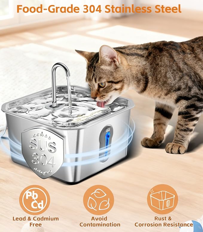 4L Large Cat Water Fountain for Multiple Cats Pet Water Fountain for Drinking Watering Supplies Pets Dog Small Animal Automatic Cat Water Dispenser for Cats Quiet Indoor - Image 3