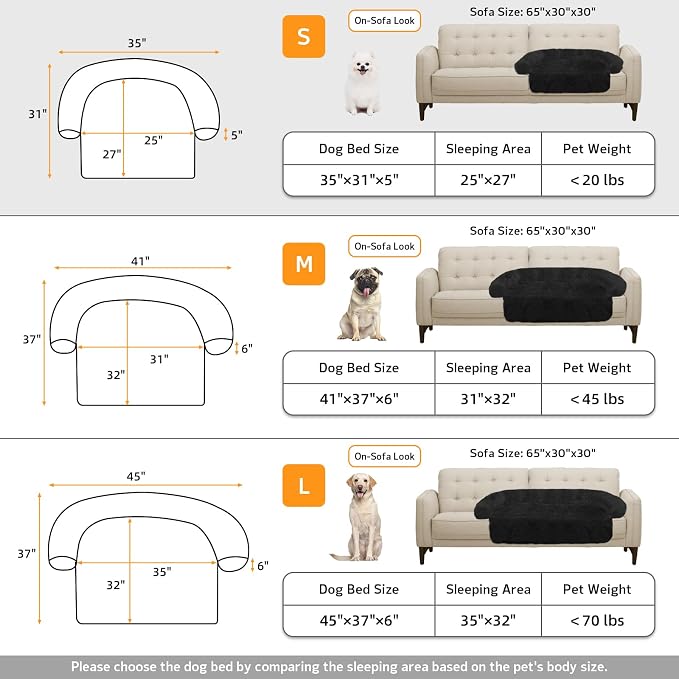 GGIB Calming Dog Bed Fluffy Plush Dog Mat for Furniture Protector with Removable Washable Cover for Large Medium Small Dogs and Cats (Small,Black) - Image 5