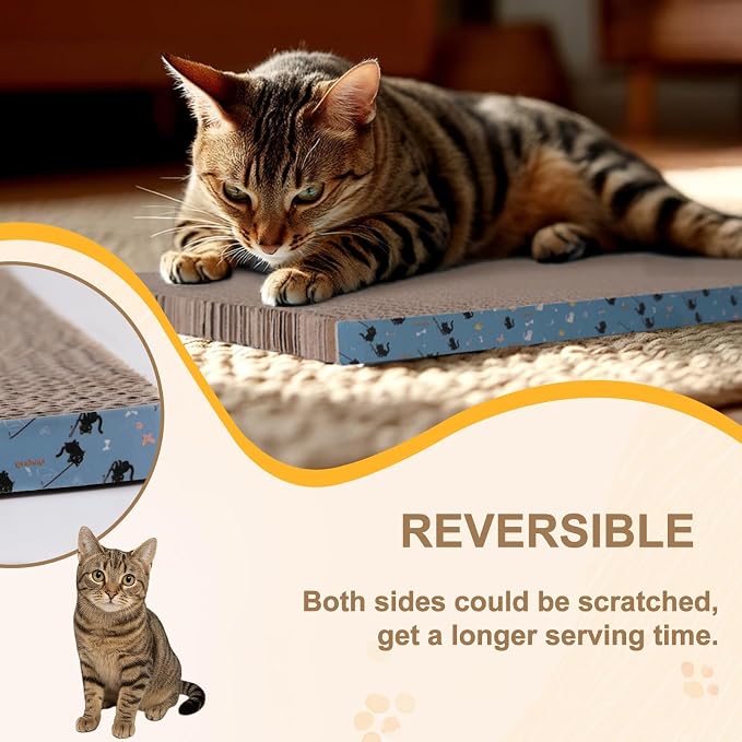2Pack Cat Scratcher Pad, Reversible Scratching Cardboard, 14" Lx5.3 W Post Board for Indoor Cats Cardboard pad Sleep Play and Grind Claws - Image 6