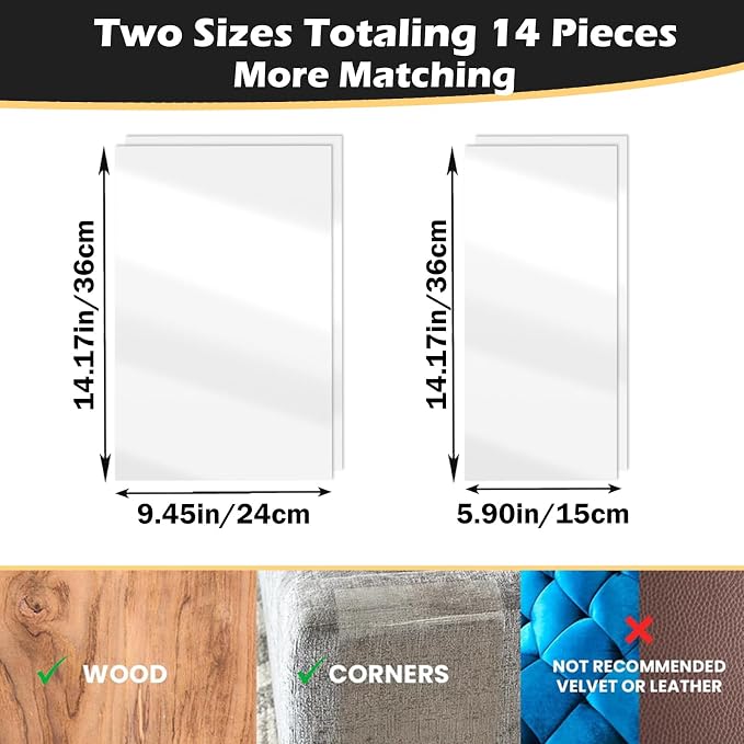 Cat Scratch Furniture Protector 14Pack Clear Anti Cat Scratch Protector, Single-Sided Self-Adhesive Furniture Cat Scratch Protector (14 Pack) - Image 2