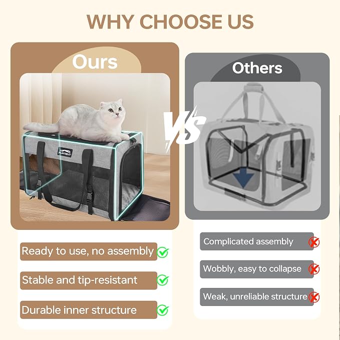 Soft Cat Carrier, Large Foldable Pet Carrier with Four-Sided Breathable Mesh, Safety Leash Included, 20 x 13 x 13 Inches, Travel Bag for Cats & Small Dogs, Grey - Image 4