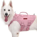 OneTigris Tactical Dog Harness for Small Dogs, No Pull Small Dog Vest Harness with Handles Breathable Military Dogs Molle Vests, Walking Hiking Training (Pink, X-Large) by OneTigris