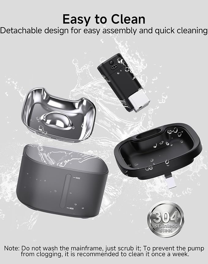 Cat Water Fountain Cordless: Battery Operated 118oz/3.5L Pet Water Fountain for Cats Indoor with Motion Sensor, Stainless Steel Tray, Ultra Quiet, Easy-to-Clean, Gifts for Cats, Dogs (8Filters) - Image 8