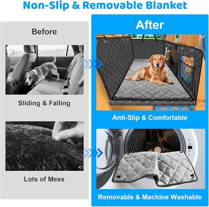 URPOWER Back Seat Extender for Dogs, Large Hard Bottom Dog Car Seat Cover | Supports 550 lbs, Stable 3-Panel Hard Bottom, Added High-Density Foam for Comfort, Waterproof 900D Oxford, 45% More Space - Image 7