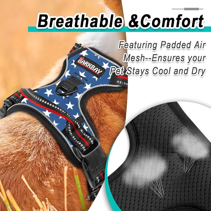 BARKBAY Dog Harness for Small Sized Dog No Pull 2 Leash Clips Dog Vest | Control Handle,Comfort,Heavy Duty,Adjustable Reflective,Perfect for Outdoor Training, Walking,Hiking(XS,Star) - Image 8