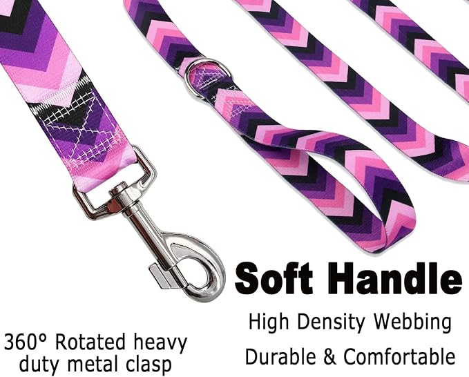Mihqy Dog Collar and Leash Set, for Large Dogs, Purple Arrow Set,L | with Fashion Patterns, Adjustable for Small Medium Large Dogs, Comfortable for Walks and Outdoor Hikes - Image 4