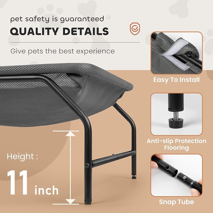 Large Cat Hammock Bed - Free-Standing (Gray) | Cat Sleeping Cat Bed Pet Supplies Whole Wash Detachable Excellent Breathability Easy Assembly Indoors Outdoors - Image 5