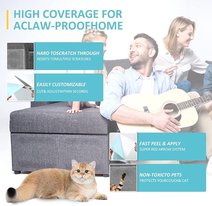 XMZCYMyo Couch Corner Furniture Protector from Cats, Double Sided Sofa Anti Scratching Sticky Tape, Corner Couch Protector for Cats, Cat Scratch Deterrent Tape (10 pcs) - Image 3