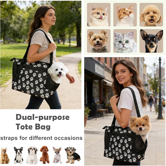 Dog Purse Carrier for Small Dogs with Pocket,Dog Carriers Soft Sided,Pet Carrier Purse for Puppy and Cats Up to16 lbs,Dogs and Puppies Tote Bag Carrier,Collapsible Travel Puppy Carrier - Image 3
