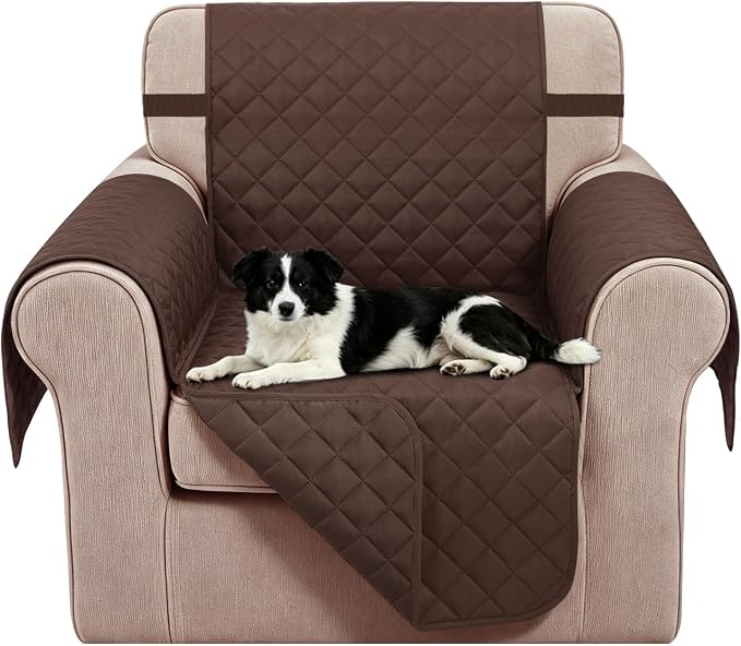 Reversible Recliner Chair Covers, 23" Chair, Chocolate | Chair Covers for Living Room with Elastic Straps, Water Repellent, Chair Protectors Covers for Dogs by LuxshareHome