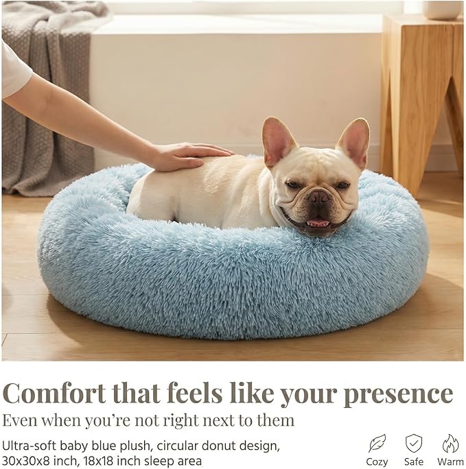 nononfish Cozy Small Dog Bed,Soft Donut Calming Pet Bed | Cozy small dog bed with plush donut comfort. - Image 2